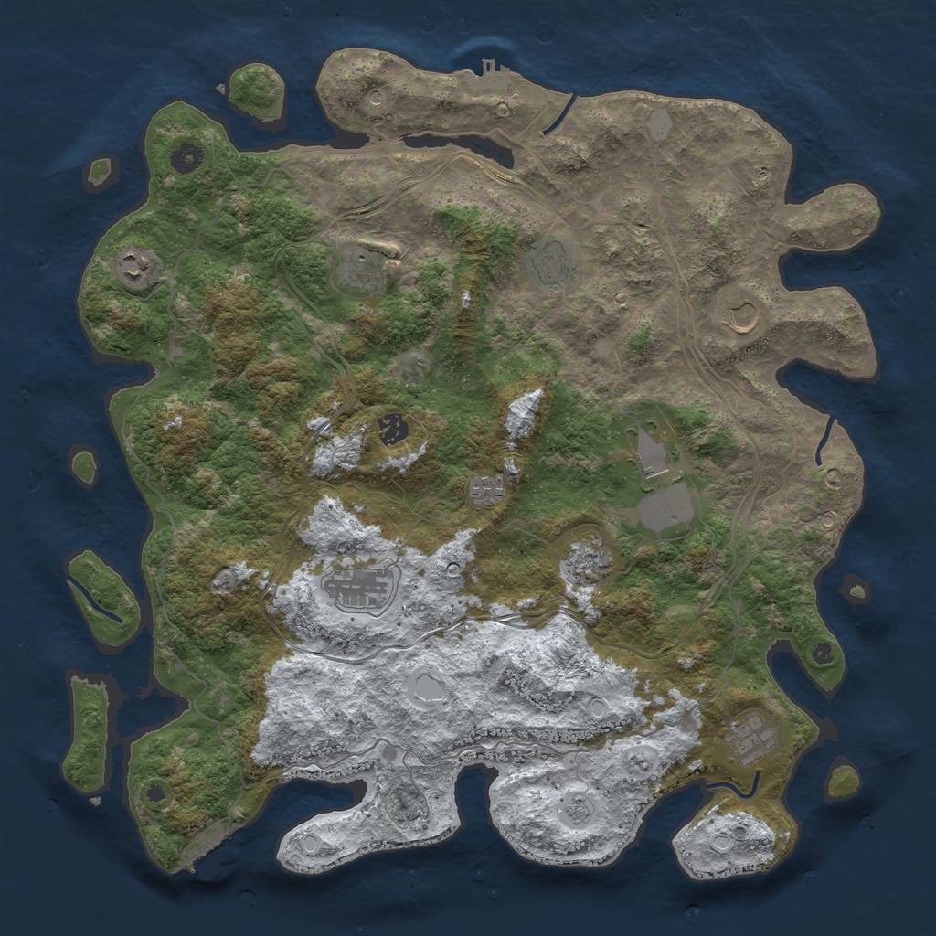 Rust Map: Procedural Map, Size: 4500, Seed: 1052470715, 19 Monuments