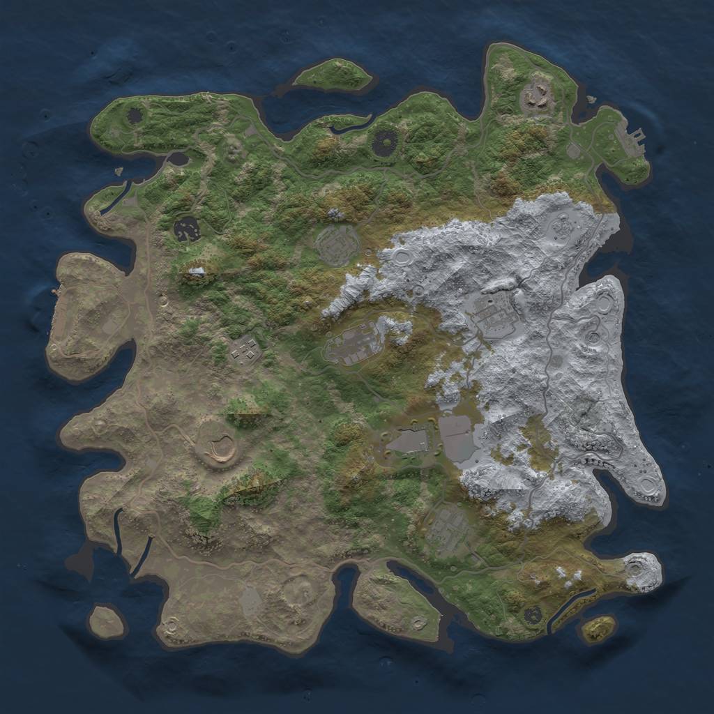 Rust Map: Procedural Map, Size: 4000, Seed: 59119787, 18 Monuments