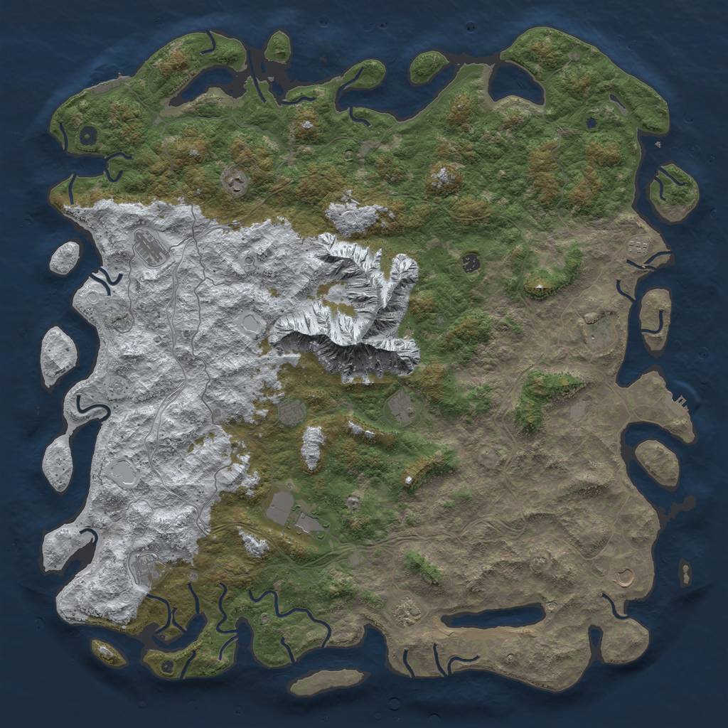 Rust Map: Procedural Map, Size: 6000, Seed: 977895174, 20 Monuments