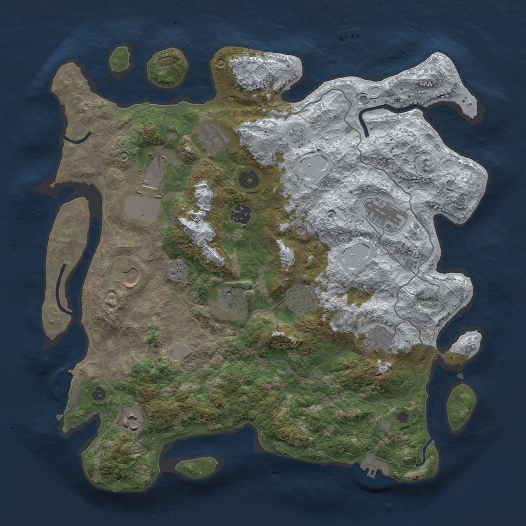 Rust Map: Procedural Map, Size: 4000, Seed: 54792104, 19 Monuments