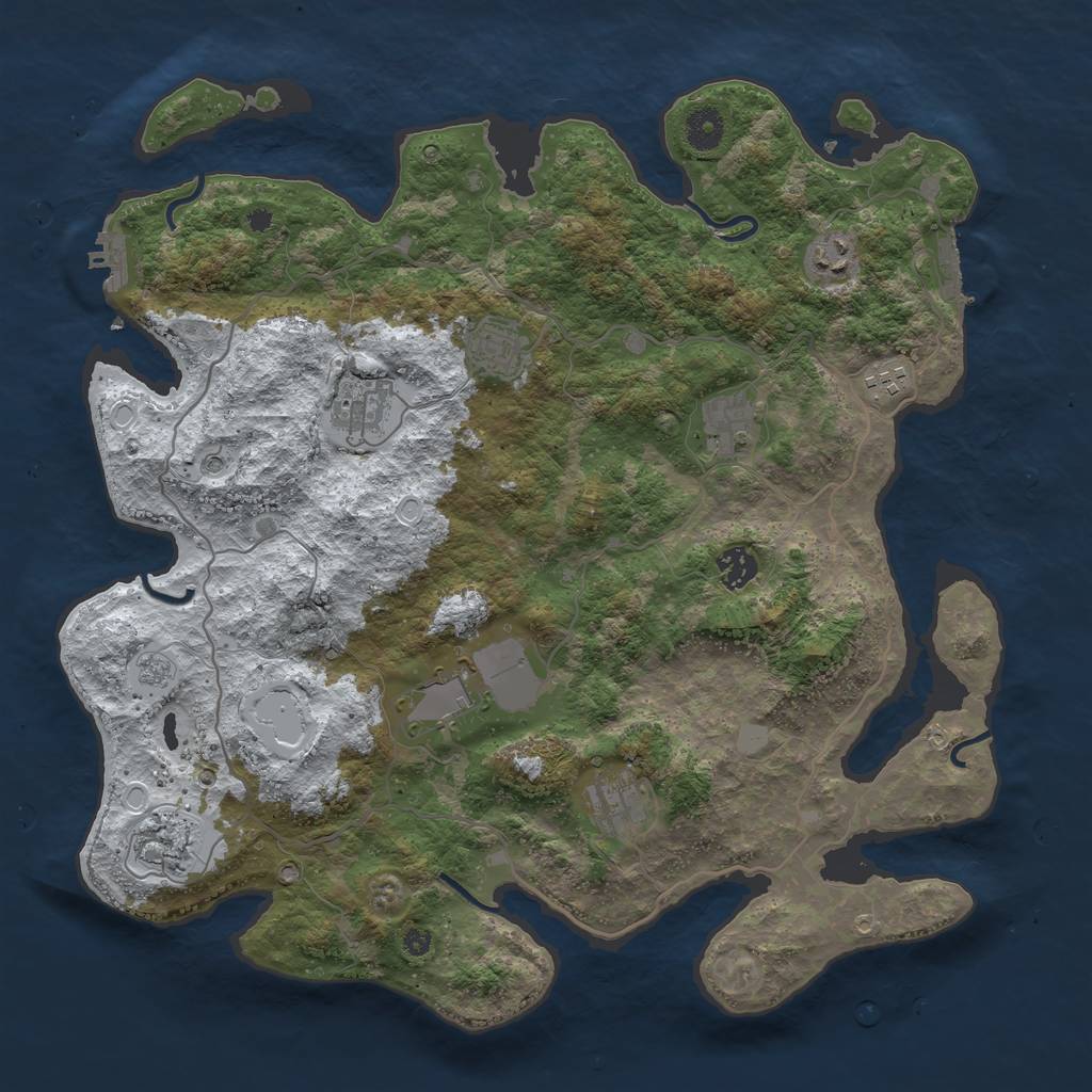 Rust Map: Procedural Map, Size: 4000, Seed: 385539523, 18 Monuments