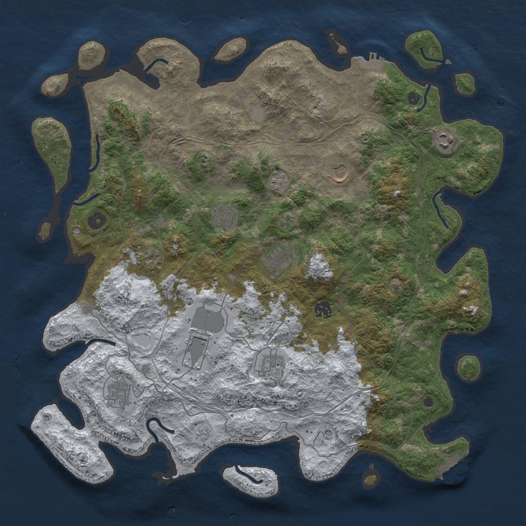 Rust Map: Procedural Map, Size: 4500, Seed: 43829912, 19 Monuments