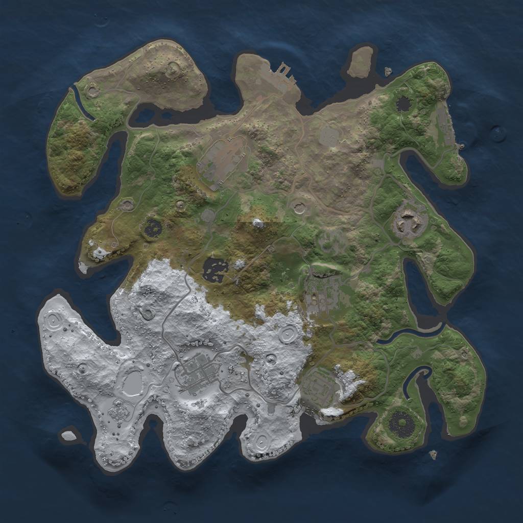 Rust Map: Procedural Map, Size: 3000, Seed: 1836842711, 15 Monuments