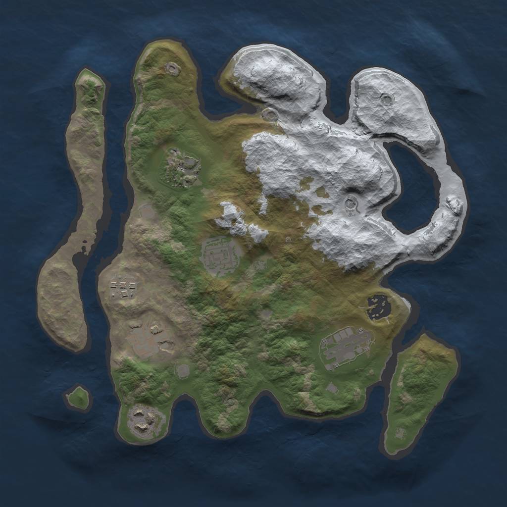 Rust Map: Barren, Size: 3000, Seed: 670488, 10 Monuments