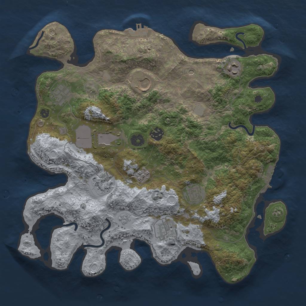 Rust Map: Procedural Map, Size: 3500, Seed: 14253, 18 Monuments