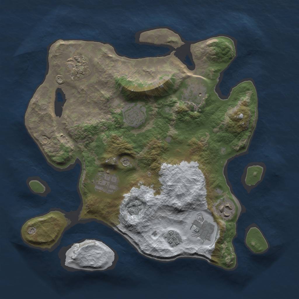 Rust Map: Barren, Size: 3000, Seed: 584470, 10 Monuments