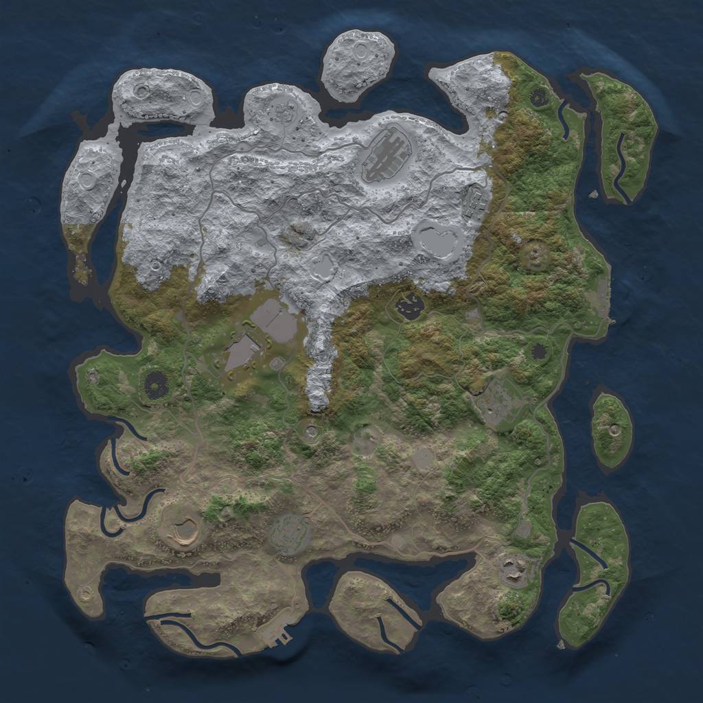 Rust Map: Procedural Map, Size: 4000, Seed: 653421, 17 Monuments