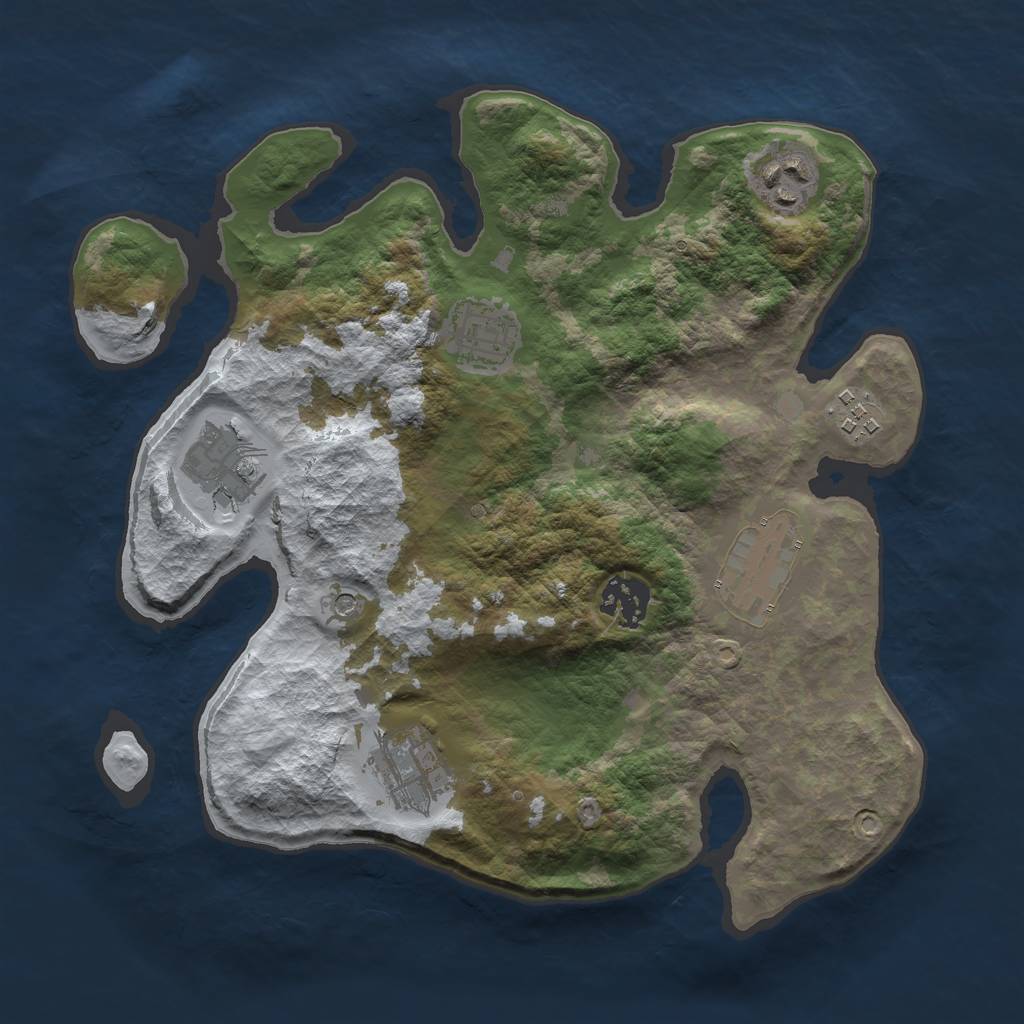 Rust Map: Barren, Size: 3000, Seed: 856196, 10 Monuments