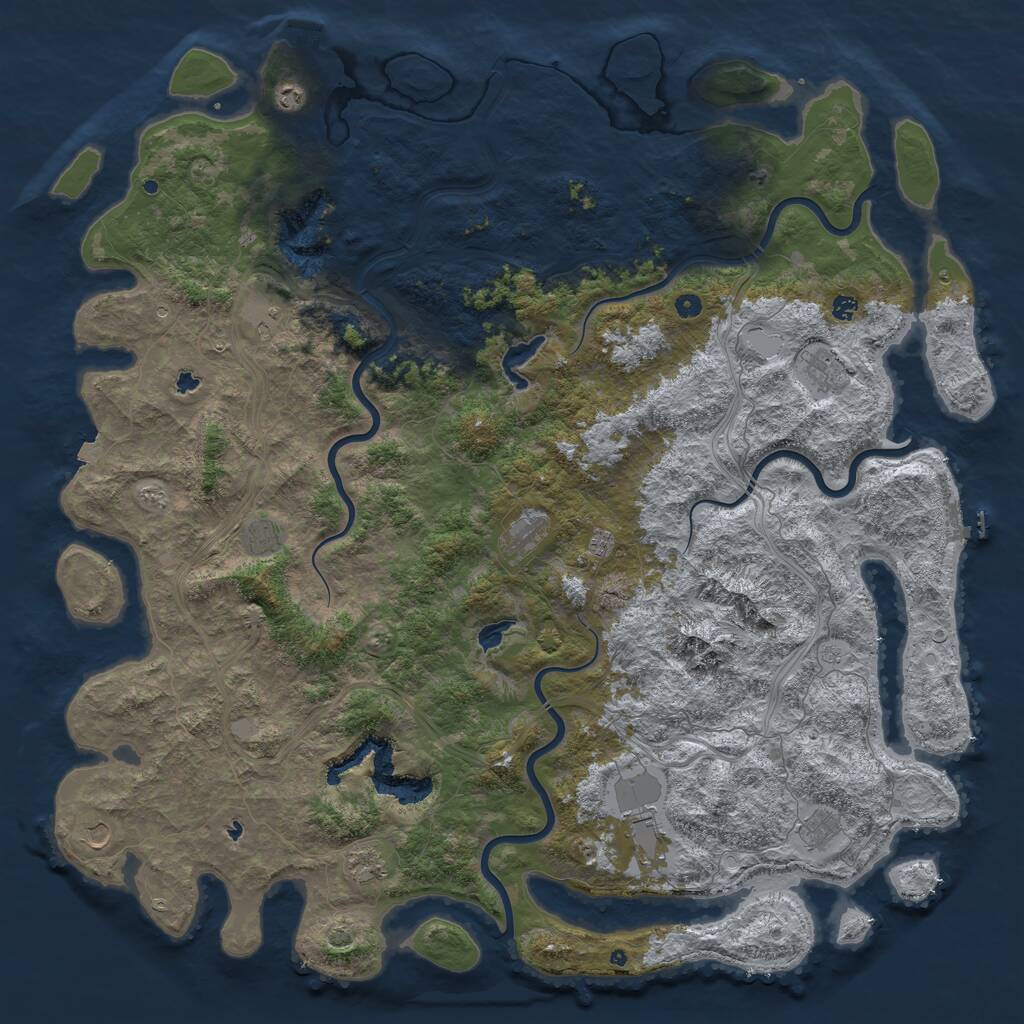 Rust Map: Procedural Map, Size: 6000, Seed: 99701, 17 Monuments