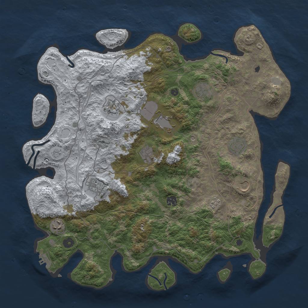 Rust Map: Procedural Map, Size: 4300, Seed: 358244, 18 Monuments