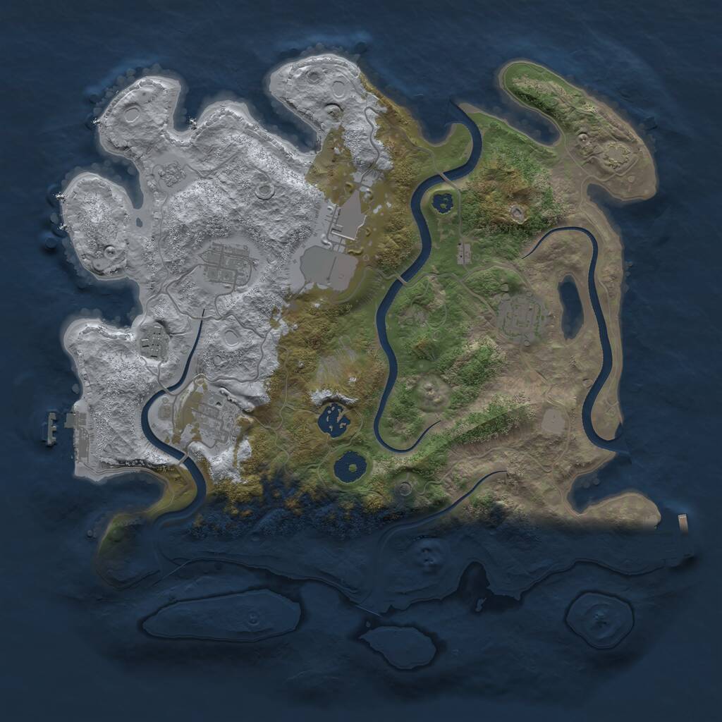 Rust Map: Procedural Map, Size: 3500, Seed: 1931064644, 12 Monuments