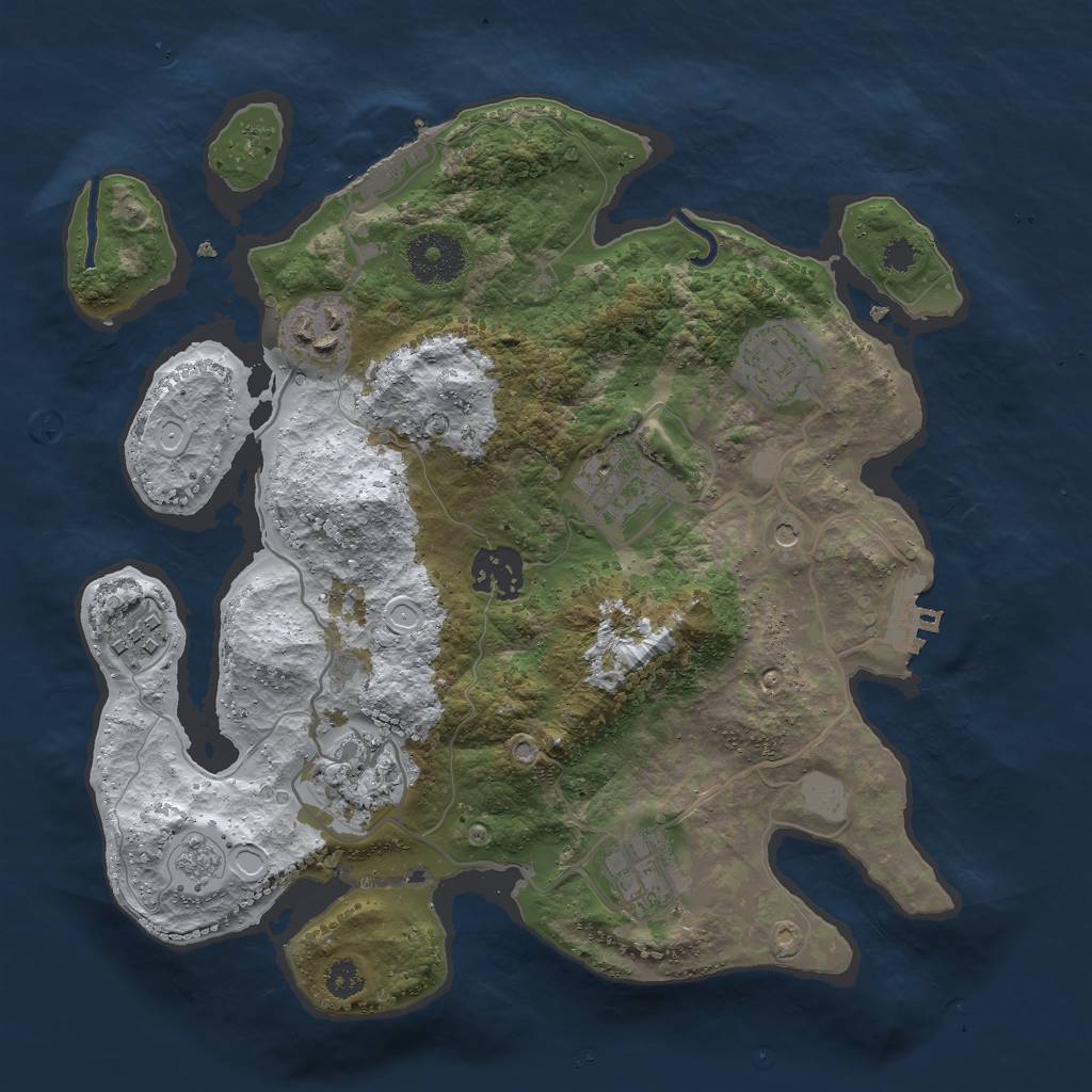 Rust Map: Procedural Map, Size: 3000, Seed: 886060575, 16 Monuments