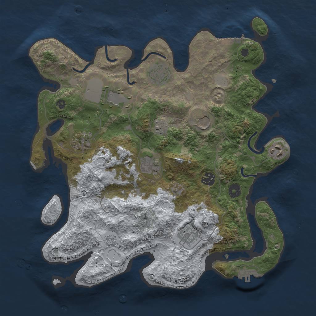 Rust Map: Procedural Map, Size: 3500, Seed: 867713, 17 Monuments