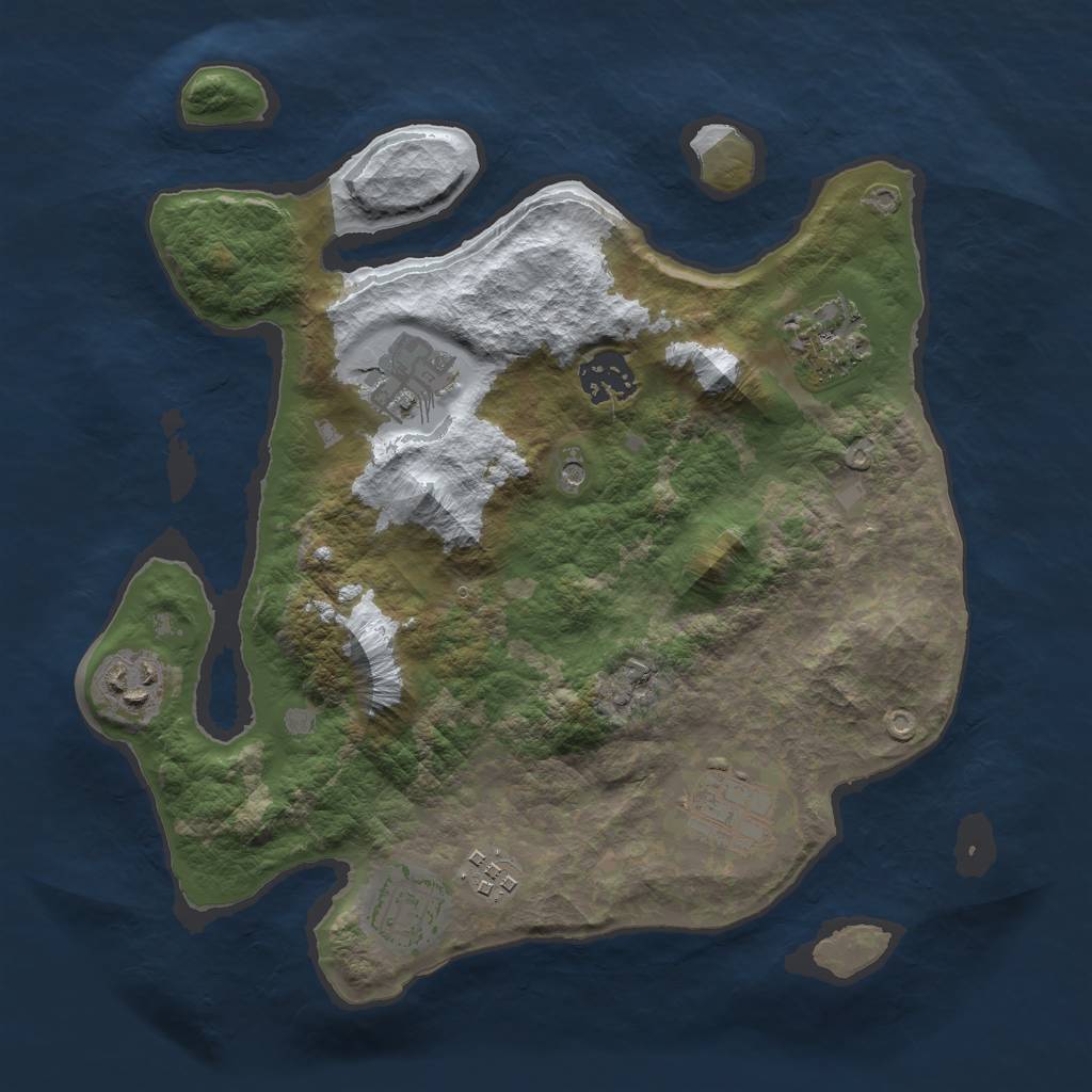 Rust Map: Barren, Size: 3000, Seed: 690043, 10 Monuments