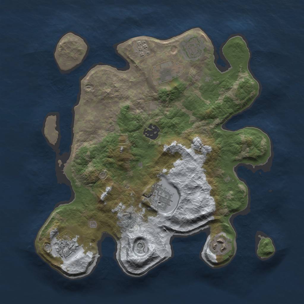 Rust Map: Barren, Size: 3000, Seed: 784872, 10 Monuments