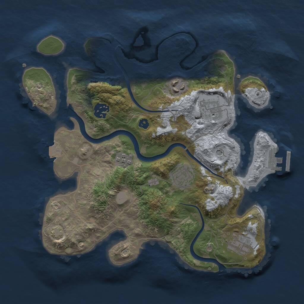 Rust Map: Procedural Map, Size: 3000, Seed: 1561033178, 10 Monuments
