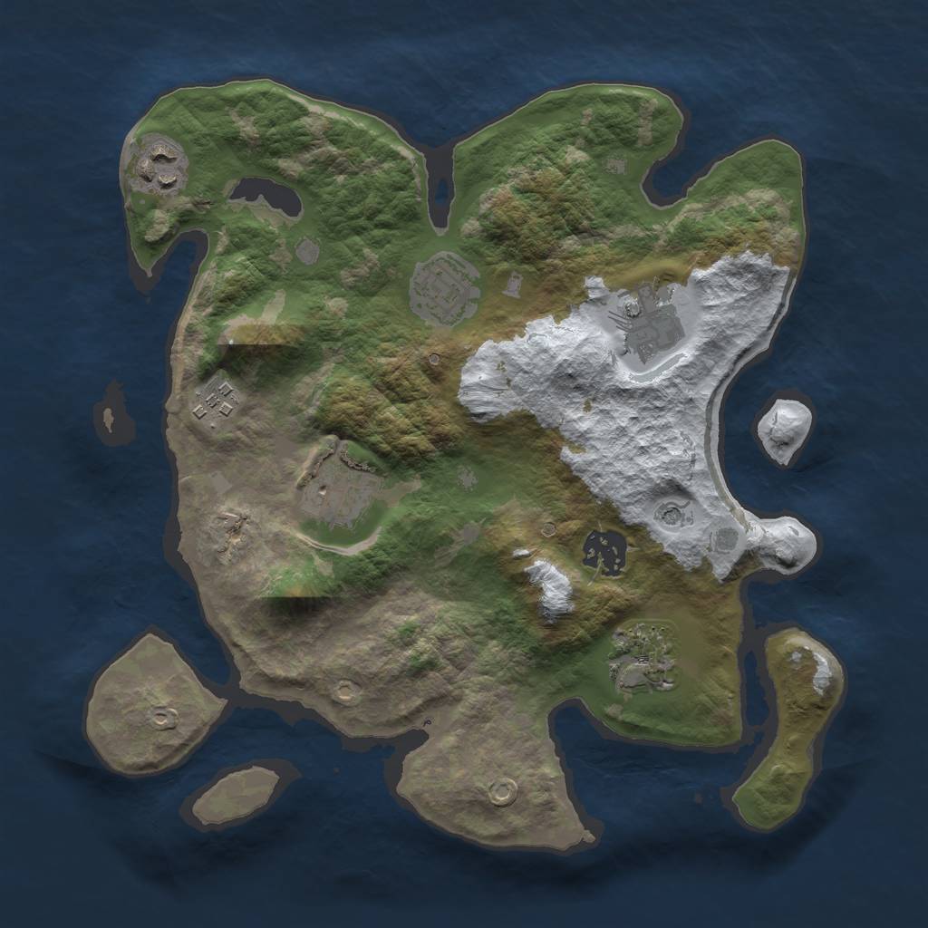 Rust Map: Barren, Size: 3000, Seed: 764623, 10 Monuments