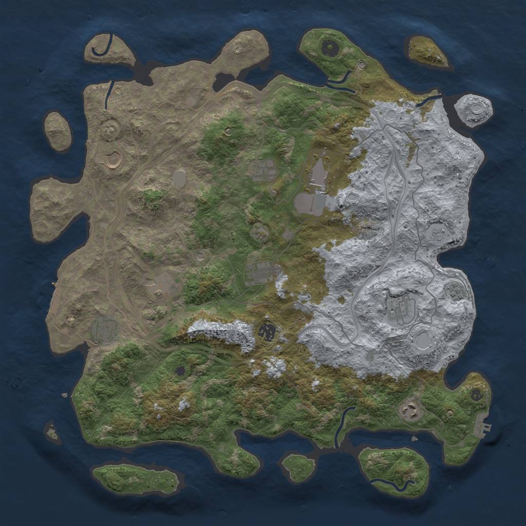 Rust Map: Procedural Map, Size: 4500, Seed: 439876845, 19 Monuments