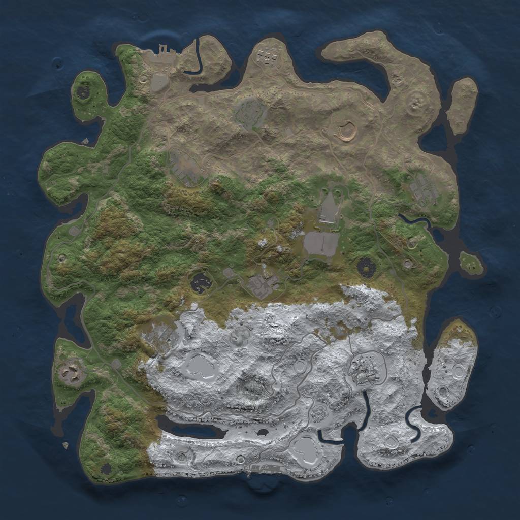 Rust Map: Procedural Map, Size: 4000, Seed: 250431, 20 Monuments