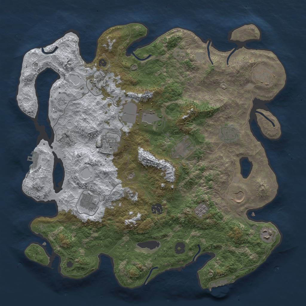 Rust Map: Procedural Map, Size: 3950, Seed: 16180186, 20 Monuments