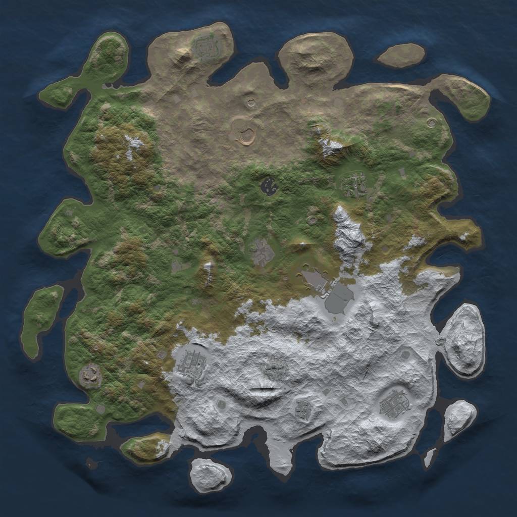 Rust Map: Barren, Size: 4500, Seed: 4572559, 13 Monuments