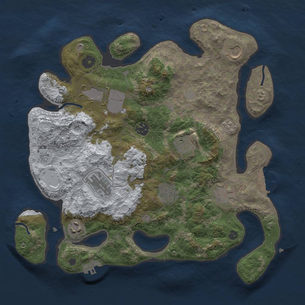 Rust Map: Procedural Map, Size: 3500, Seed: 3062953, 18 Monuments