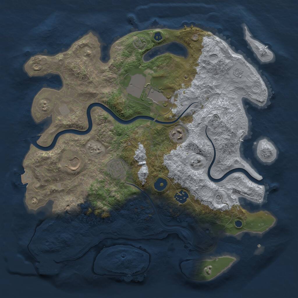 Rust Map: Procedural Map, Size: 3500, Seed: 498259356, 11 Monuments