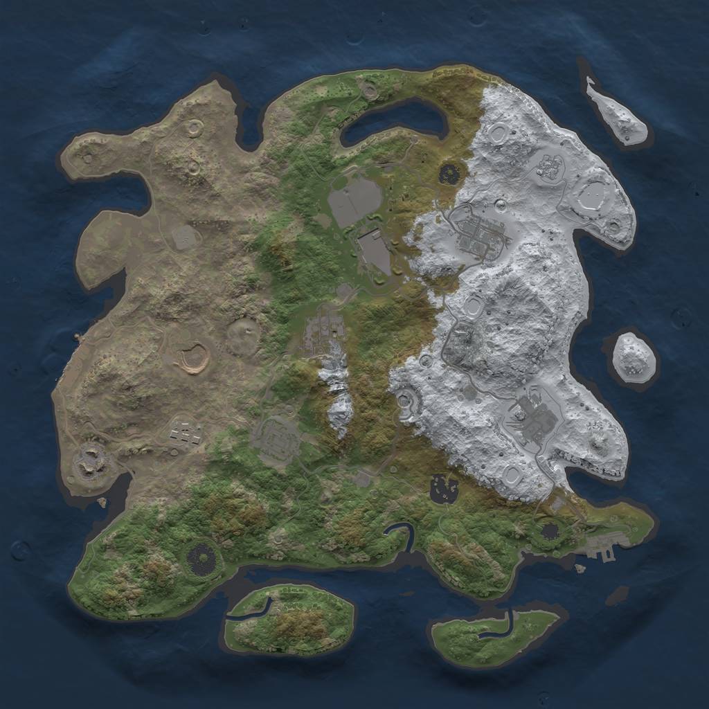 Rust Map: Procedural Map, Size: 3500, Seed: 498259356, 18 Monuments