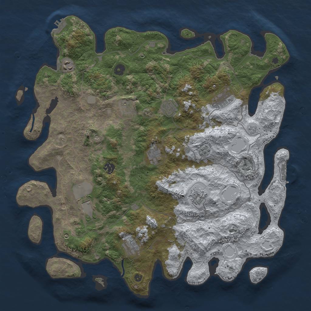 Rust Map: Procedural Map, Size: 4200, Seed: 1791110520, 19 Monuments