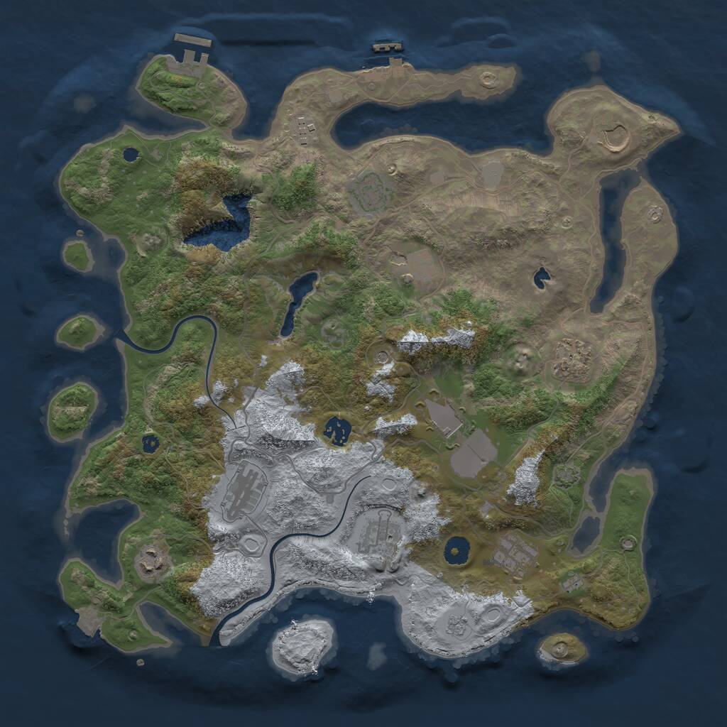 Rust Map: Procedural Map, Size: 4000, Seed: 827124773, 17 Monuments