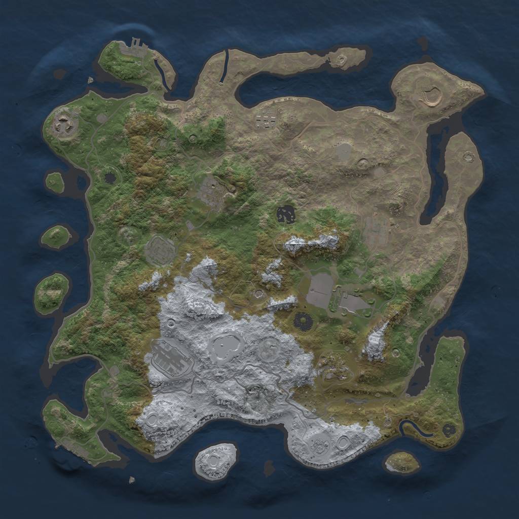 Rust Map: Procedural Map, Size: 4000, Seed: 827124773, 19 Monuments