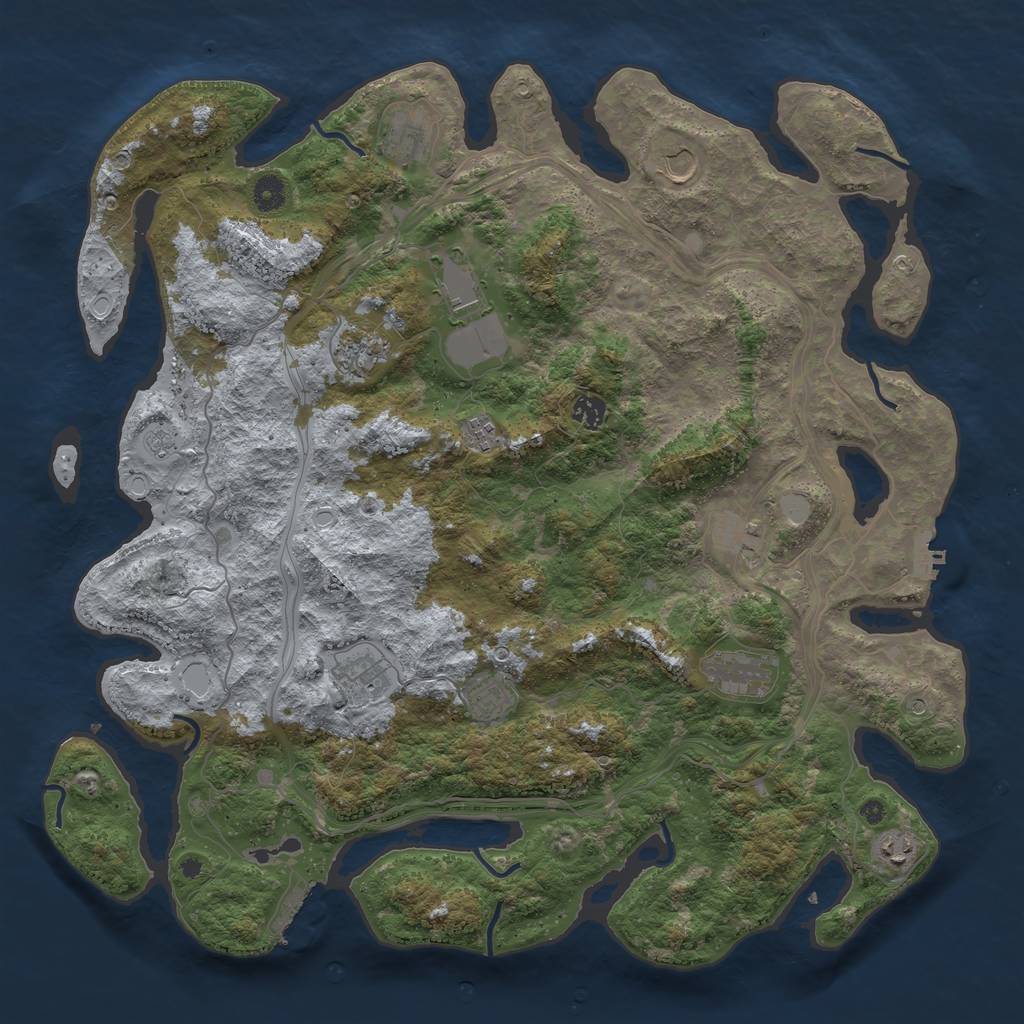 Rust Map: Procedural Map, Size: 4500, Seed: 218249556, 20 Monuments