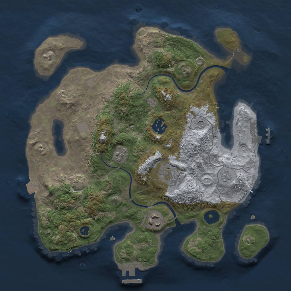 Rust Map: Procedural Map, Size: 3000, Seed: 1729265978, 10 Monuments