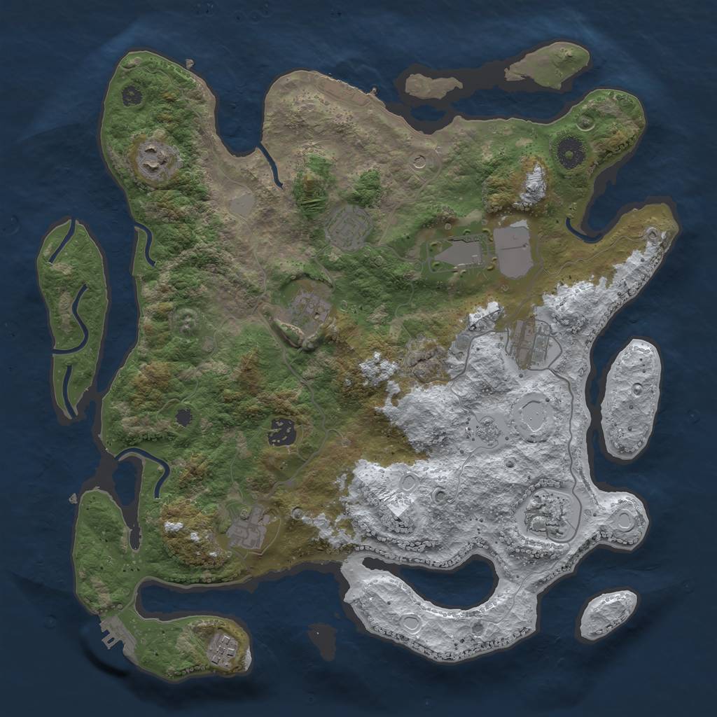 Rust Map: Procedural Map, Size: 3650, Seed: 691648, 18 Monuments