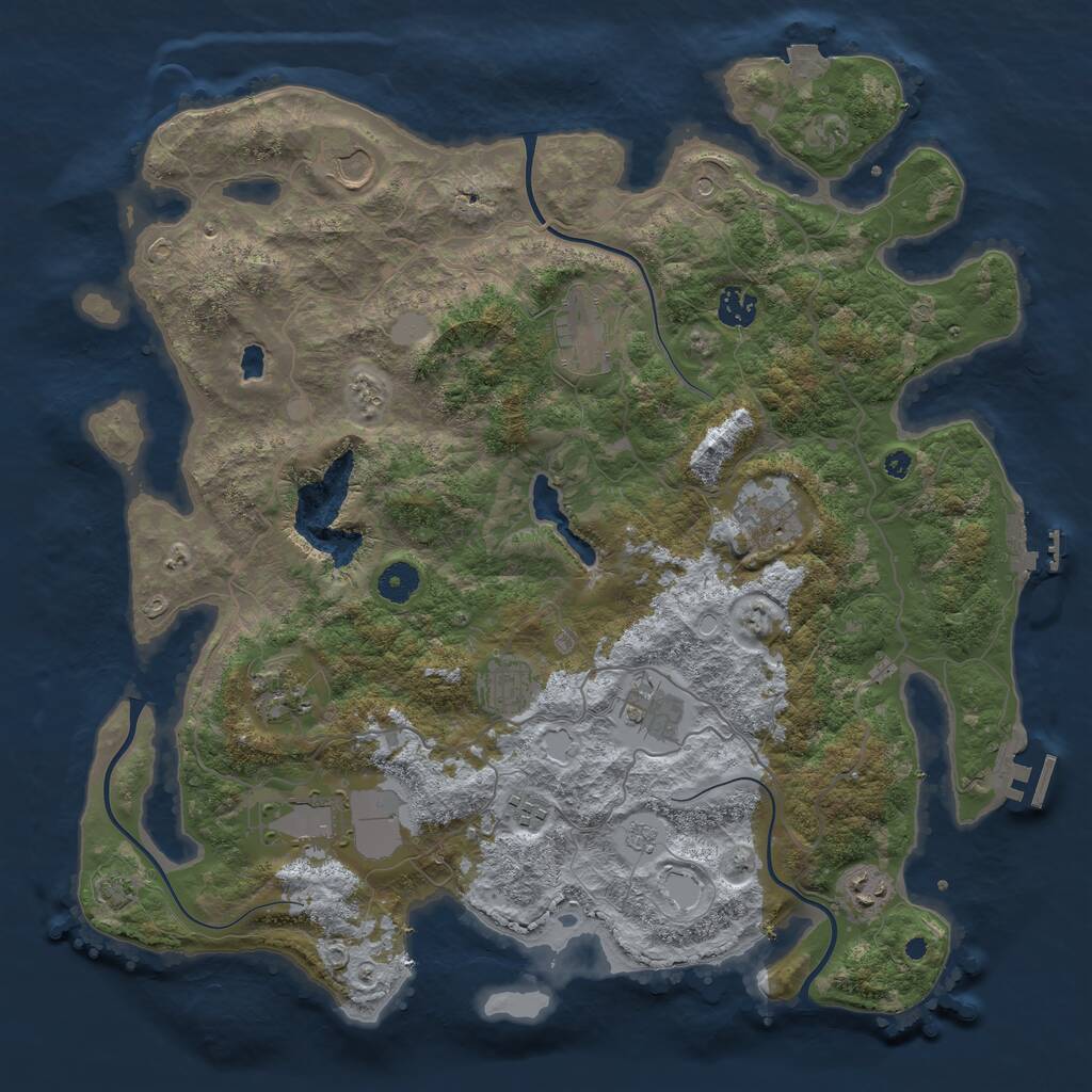 Rust Map: Procedural Map, Size: 4100, Seed: 86445, 16 Monuments