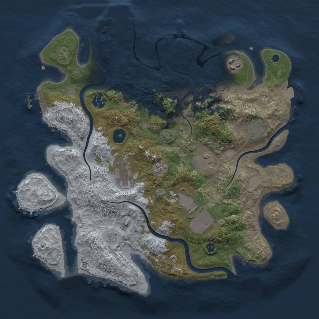 Rust Map: Procedural Map, Size: 3500, Seed: 73867224, 13 Monuments