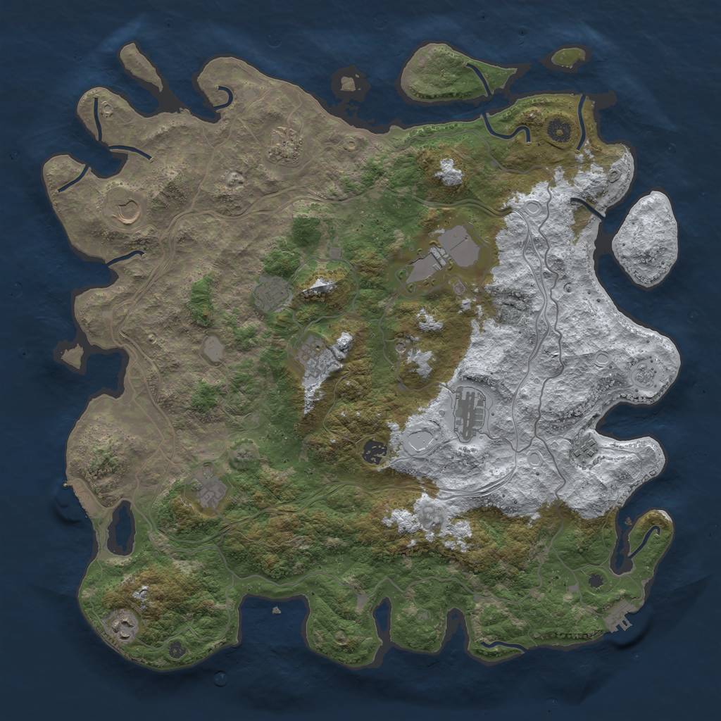 Rust Map: Procedural Map, Size: 4500, Seed: 1294646, 19 Monuments