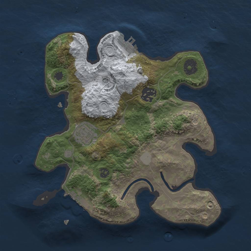 Rust Map: Procedural Map, Size: 2500, Seed: 3521, 10 Monuments