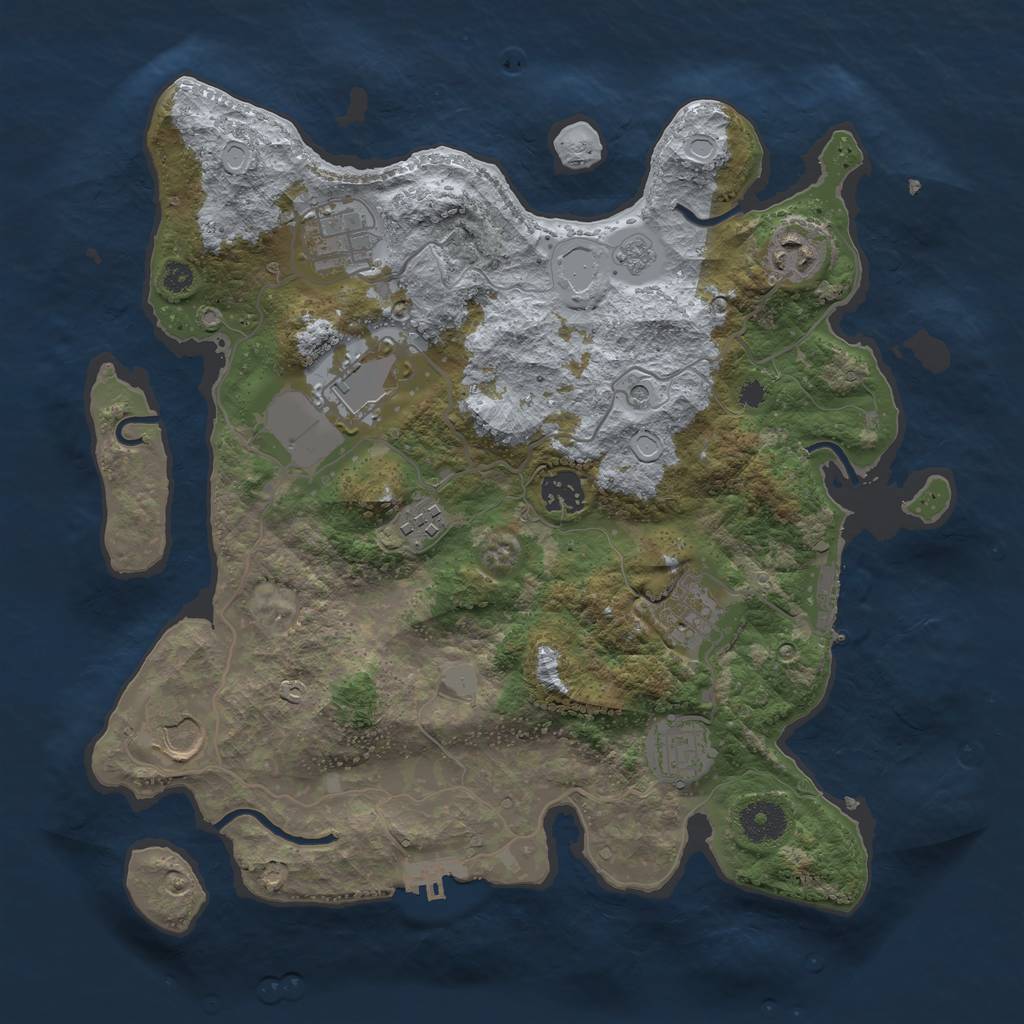 Rust Map: Procedural Map, Size: 3500, Seed: 801817346, 17 Monuments