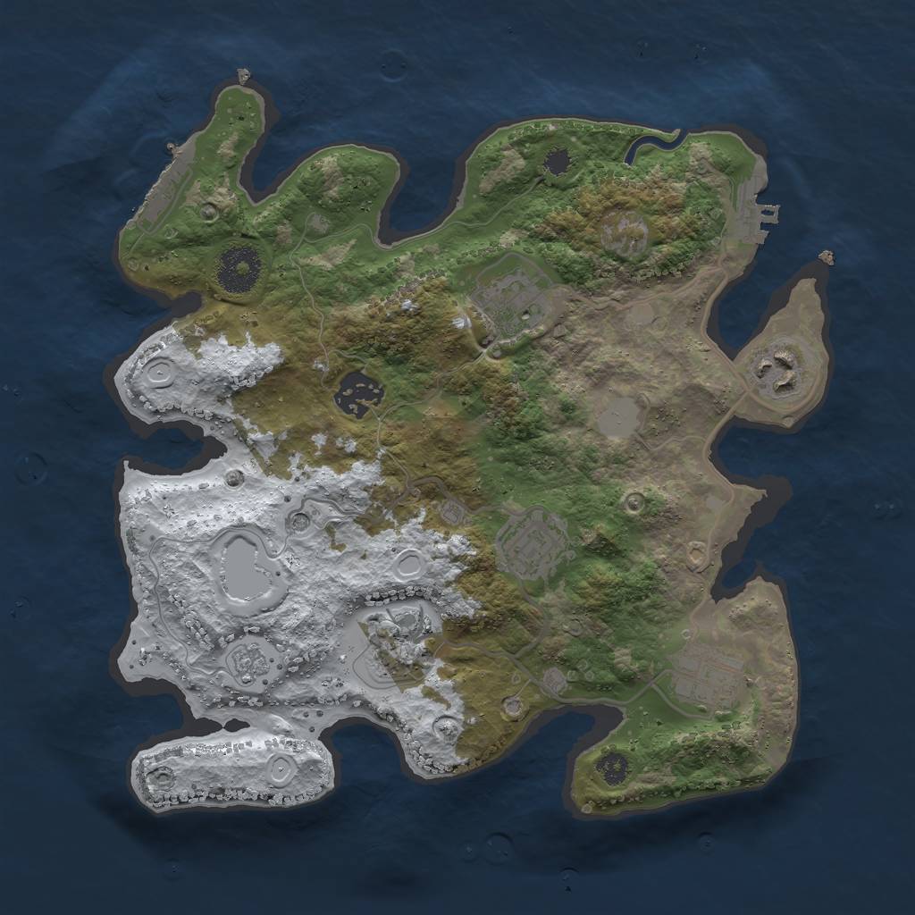 Rust Map: Procedural Map, Size: 3000, Seed: 805288641, 15 Monuments