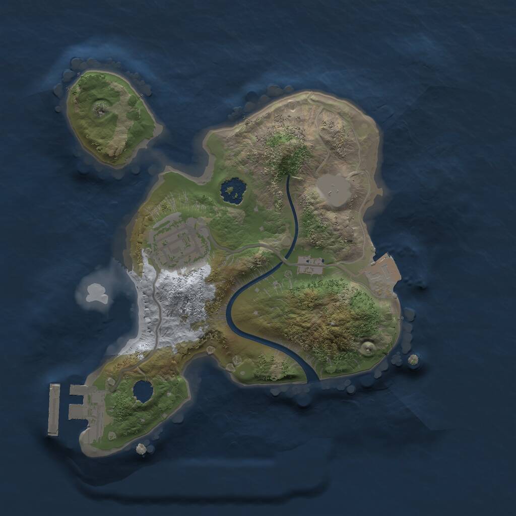 Rust Map: Procedural Map, Size: 2000, Seed: 827, 3 Monuments