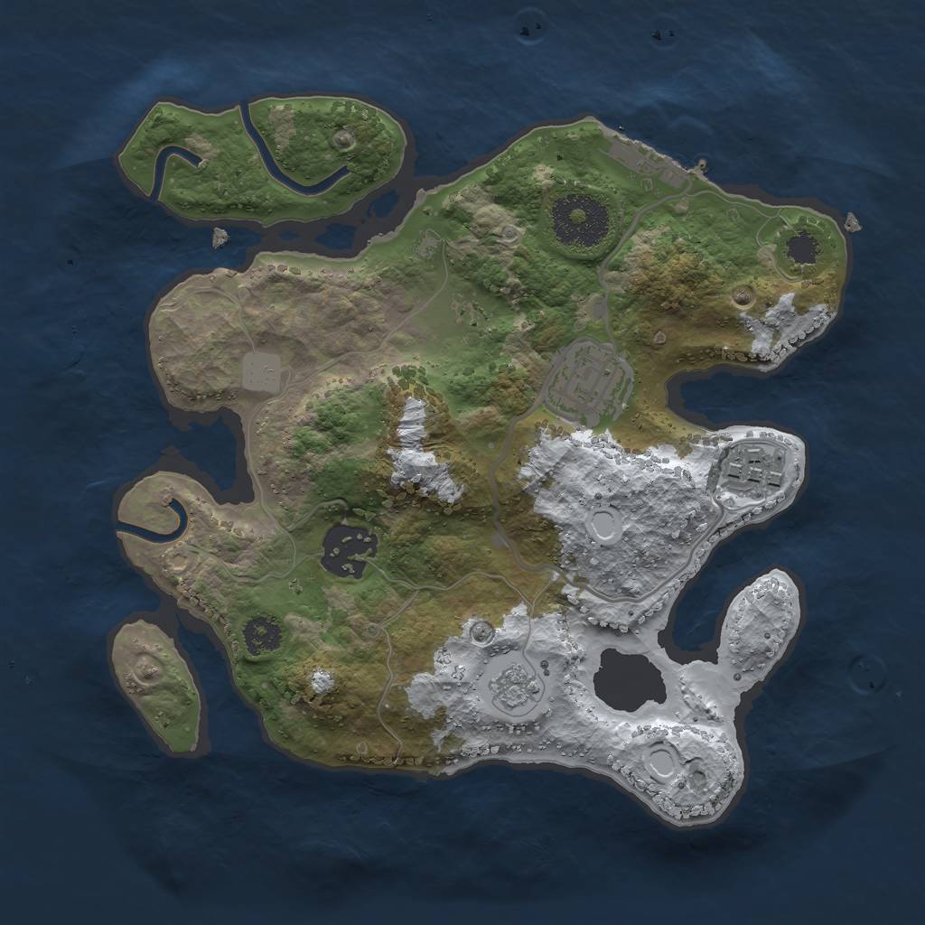 Rust Map: Procedural Map, Size: 2500, Seed: 623465247, 10 Monuments