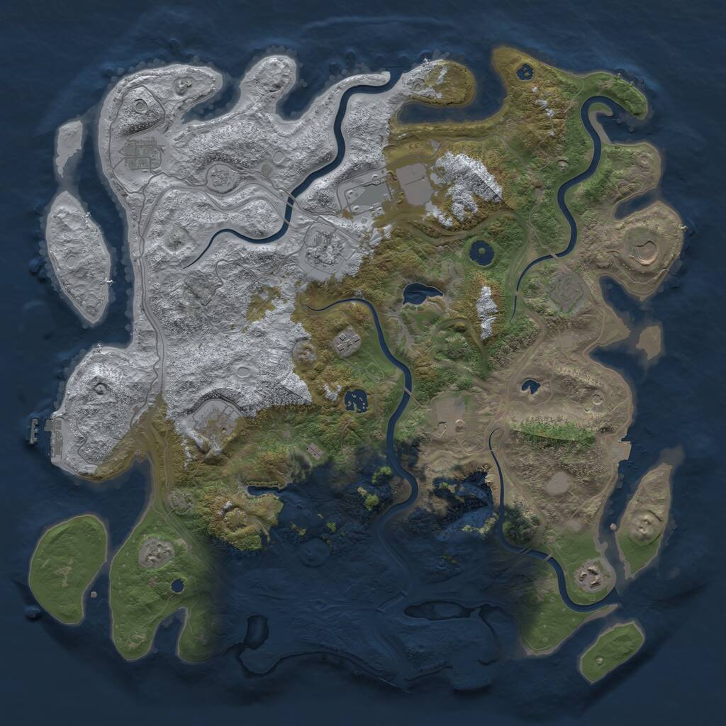 Rust Map: Procedural Map, Size: 4500, Seed: 397632581, 16 Monuments