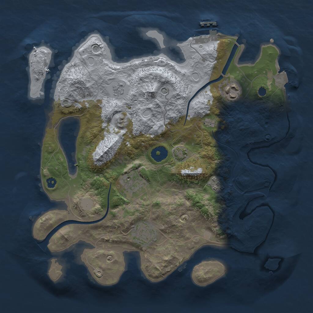Rust Map: Procedural Map, Size: 3000, Seed: 88975, 9 Monuments