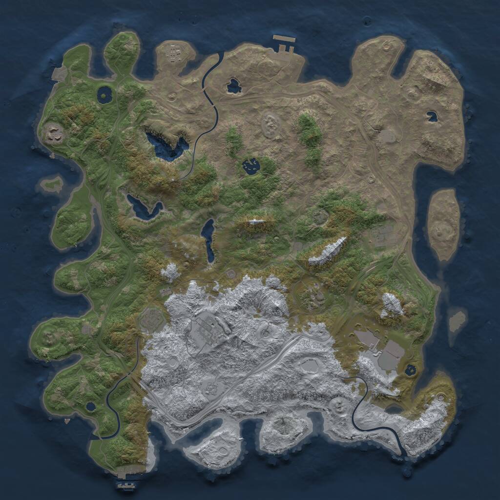 Rust Map: Procedural Map, Size: 4500, Seed: 1778128636, 14 Monuments
