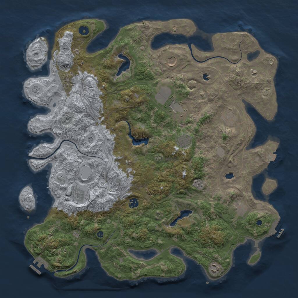 Rust Map: Procedural Map, Size: 4500, Seed: 30421, 16 Monuments