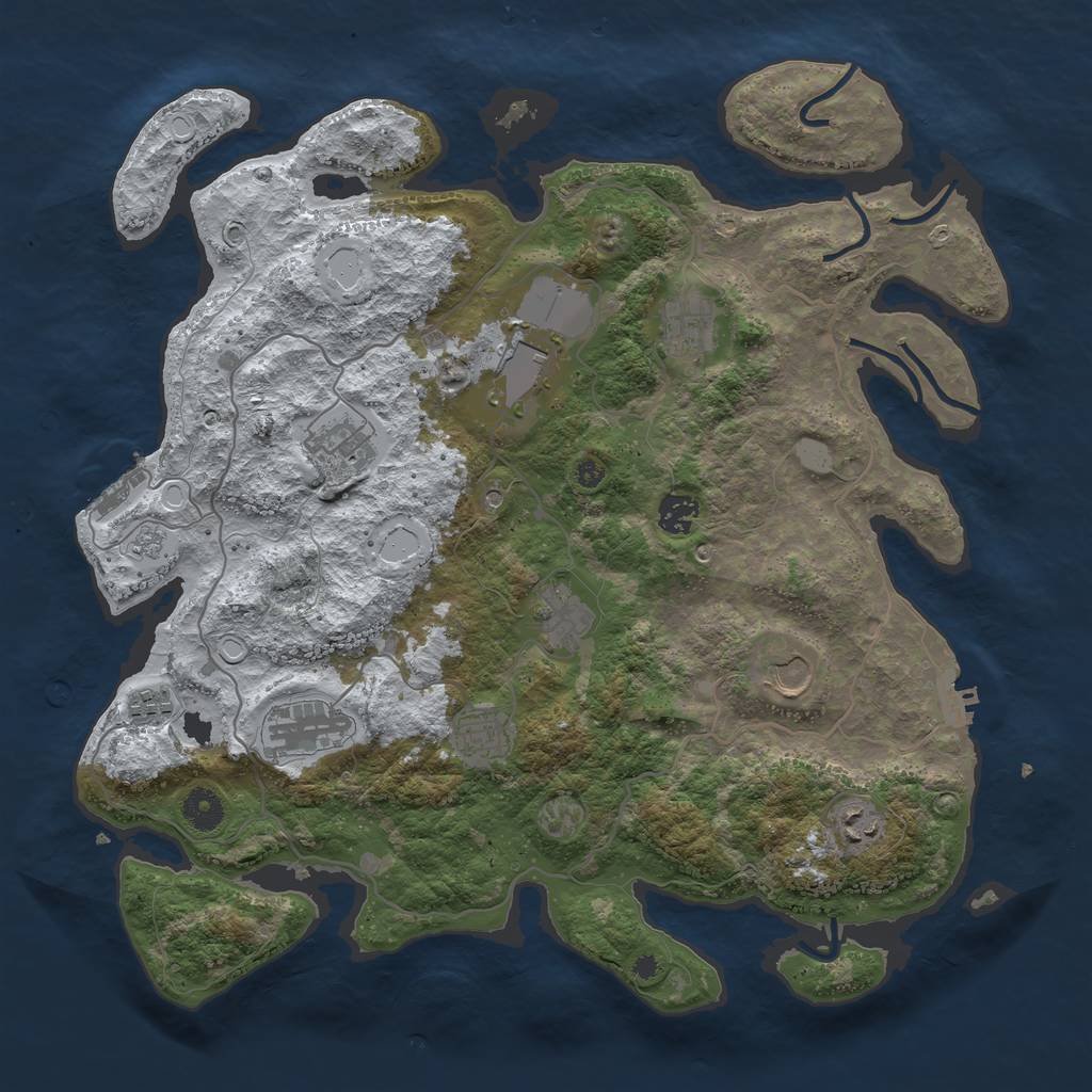 Rust Map: Procedural Map, Size: 4000, Seed: 6886, 19 Monuments