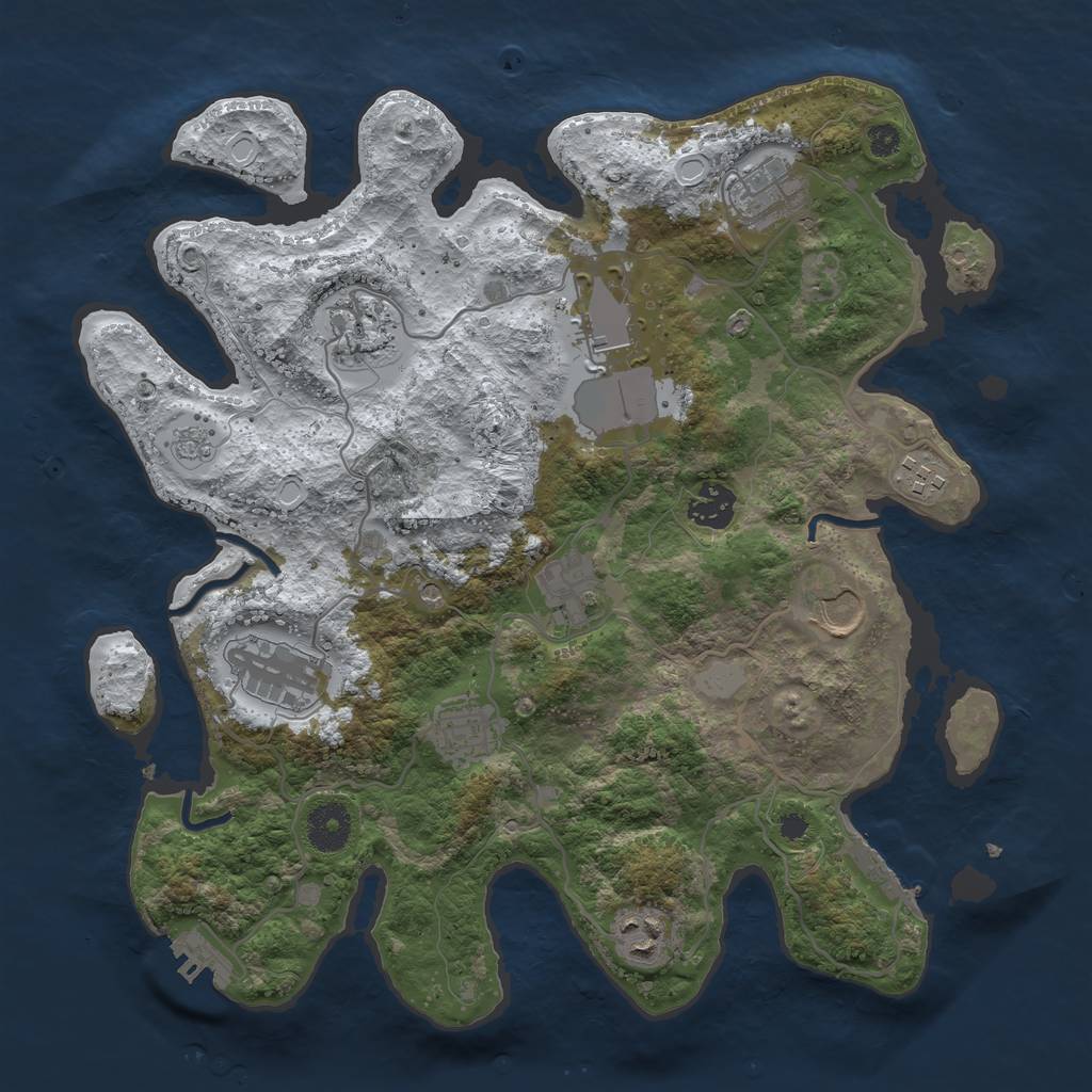 Rust Map: Procedural Map, Size: 3500, Seed: 1411617522, 19 Monuments