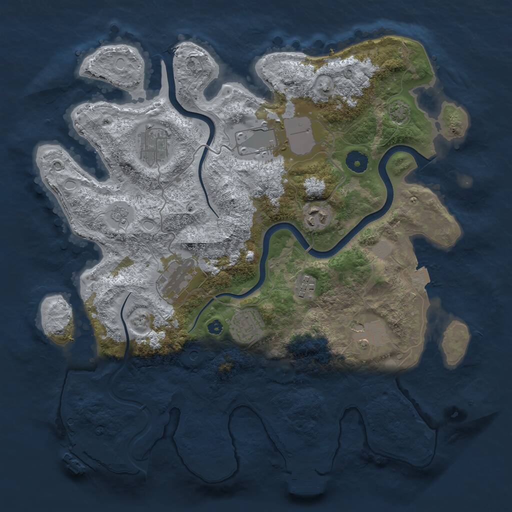 Rust Map: Procedural Map, Size: 3500, Seed: 1411617522, 13 Monuments