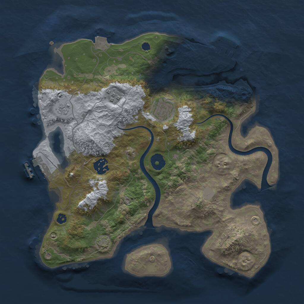 Rust Map: Procedural Map, Size: 3000, Seed: 582701545, 8 Monuments